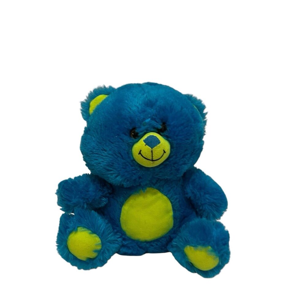 Peek A Boo Teal Blue Lime Green Fuzzy Teddy Bear Plush 10" Stuffed Animal Toy